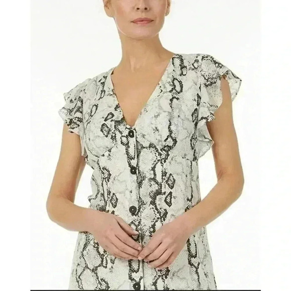 Laundry by Shelli Segal Python Print Button Front Midi Dress Medium - Picture 7 of 9